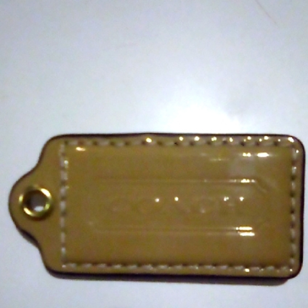 Coach  Tan Patent Leather Hang Tag/ Keychain Embossed LG EUC